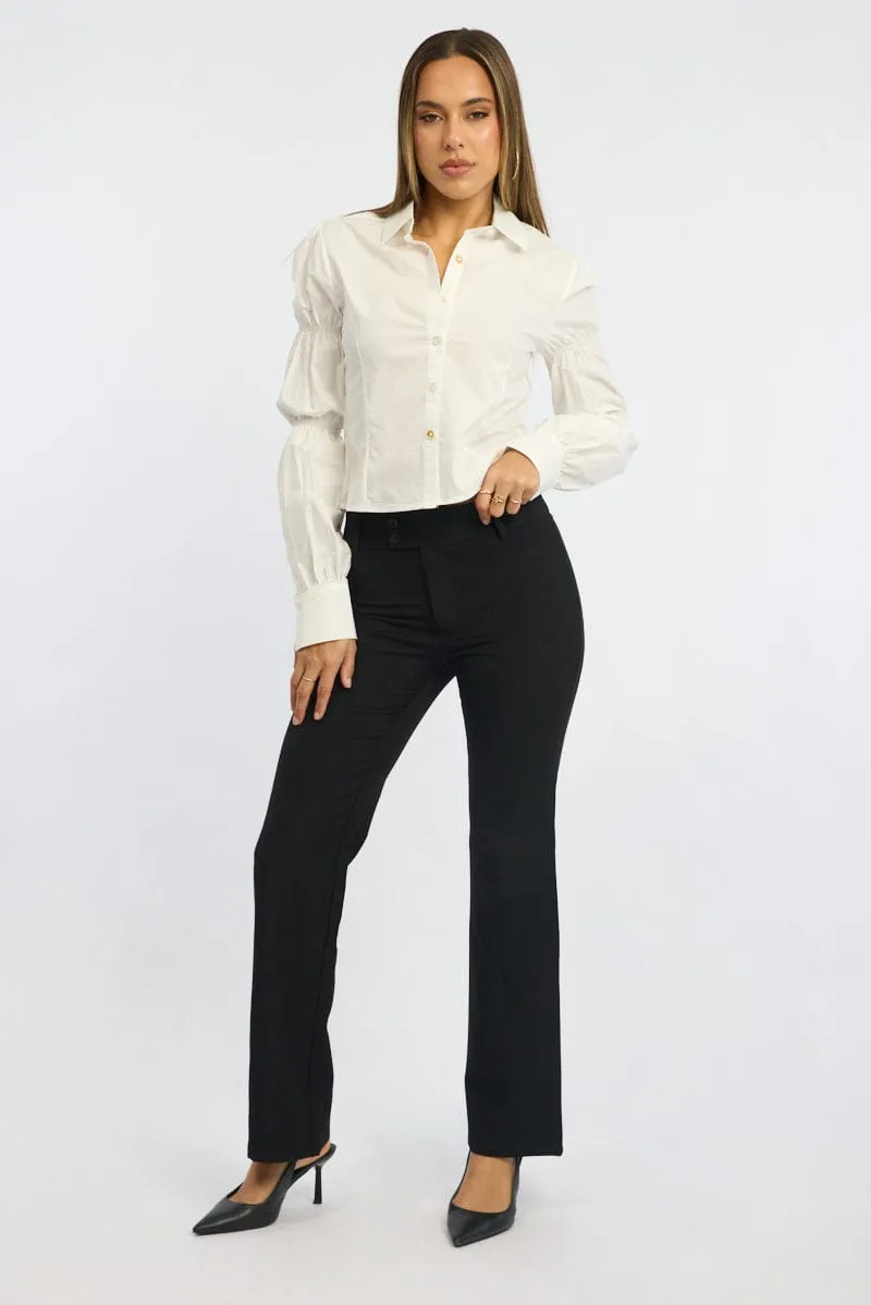 Anti Pilling Finish Functional fashion wear Black Workwear Pant Mid Rise