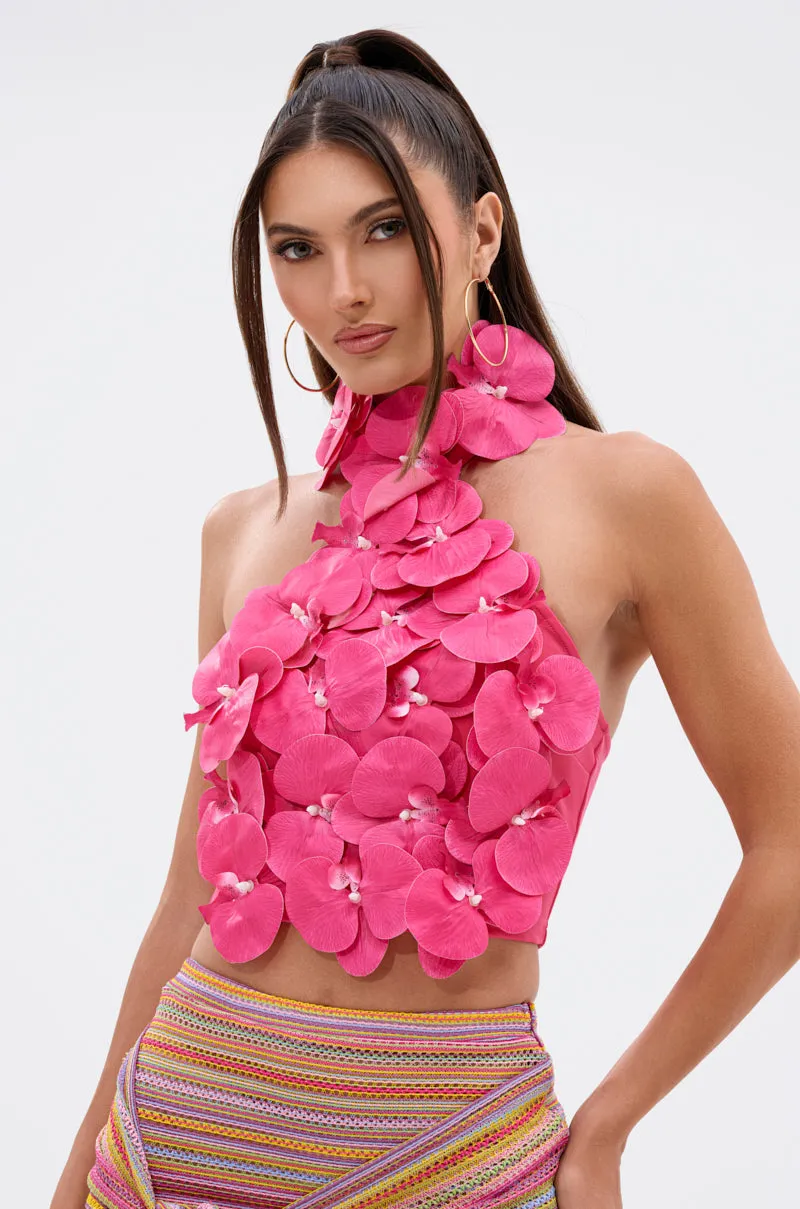 FLOWER BOMB TOP IN FUCHSIA Breathable mesh inserts