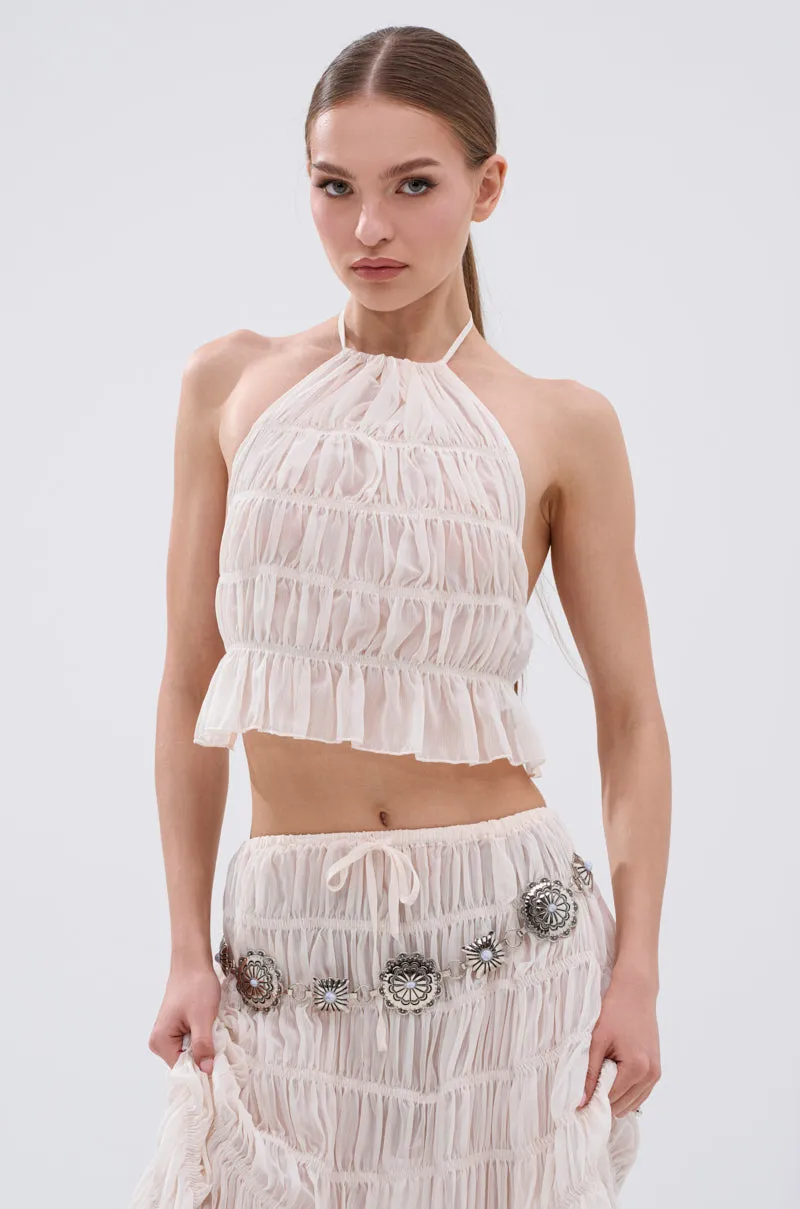 JUST KEEP GOIN HALTER TOP Enhanced Range Motion Wide Armholes