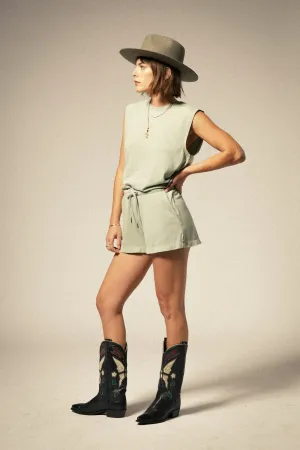 Quick Evaporation Fabric Relaxed Cut Carefree Organic Garment Dyed Lounge Short - Sage Green