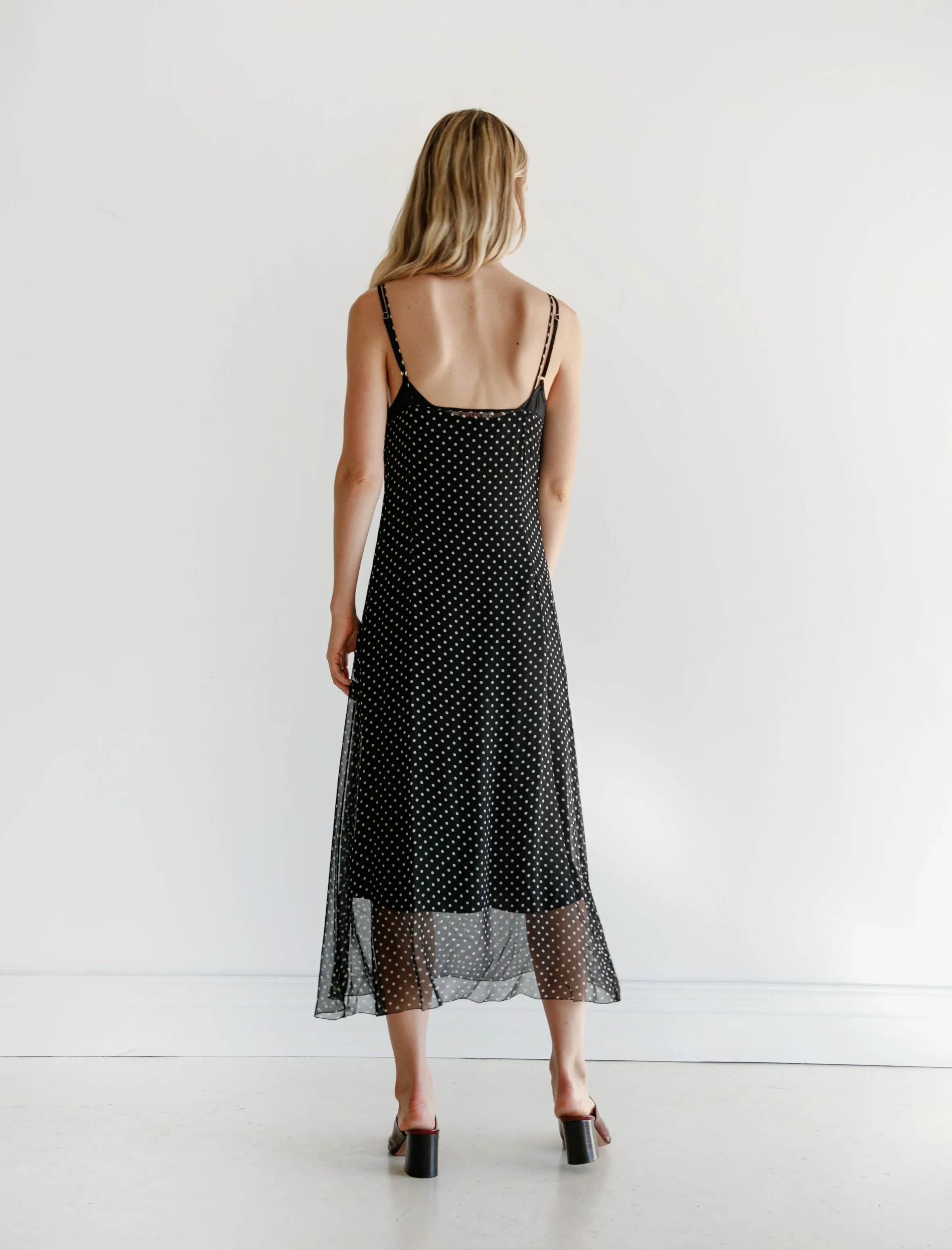 Chiffon Dot Slip Dress Warm Pullover