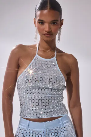 Flexible Armhole Design LILA EMBELLISHED MOCK NECK MESH TOP