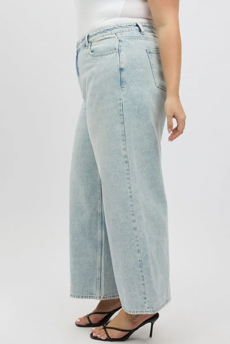Smart Casual Denim Wide Leg Jeans High Rise