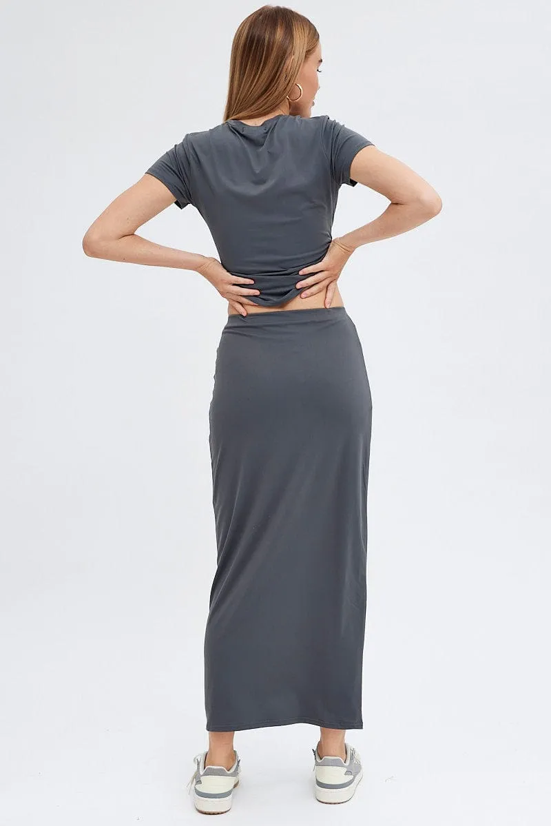 Classic Choice City Look Grey Supersoft Slim Fit Maxi Skirt