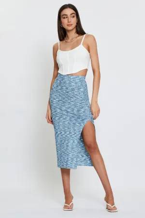 Multi Space Dye Rib Skirt Foil Print Inverted Pleats