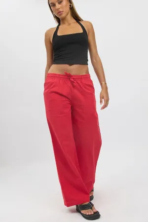 Chic Appeal Red Wide Leg Pants Elasticated