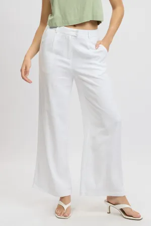 White Wide Leg Pants Mid Rise Roll-up style Active Comfort