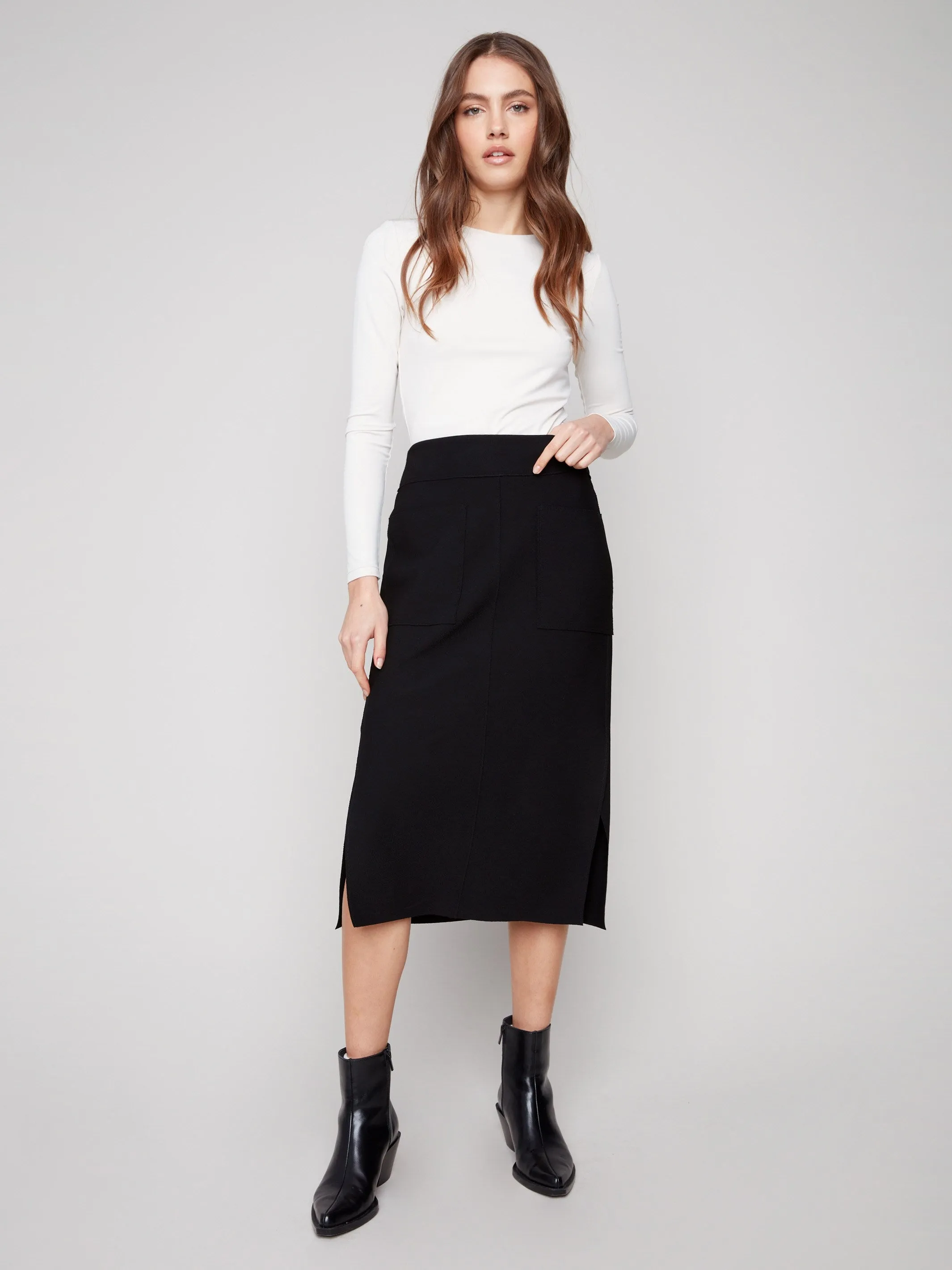 Gutsy Crepe Skirt With Patch Pockets - Black Local Artisan