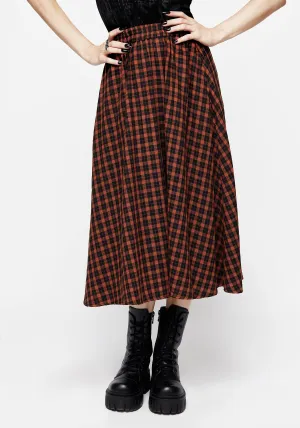 Terra Check Midi Skirt - Orange Chic Tones
