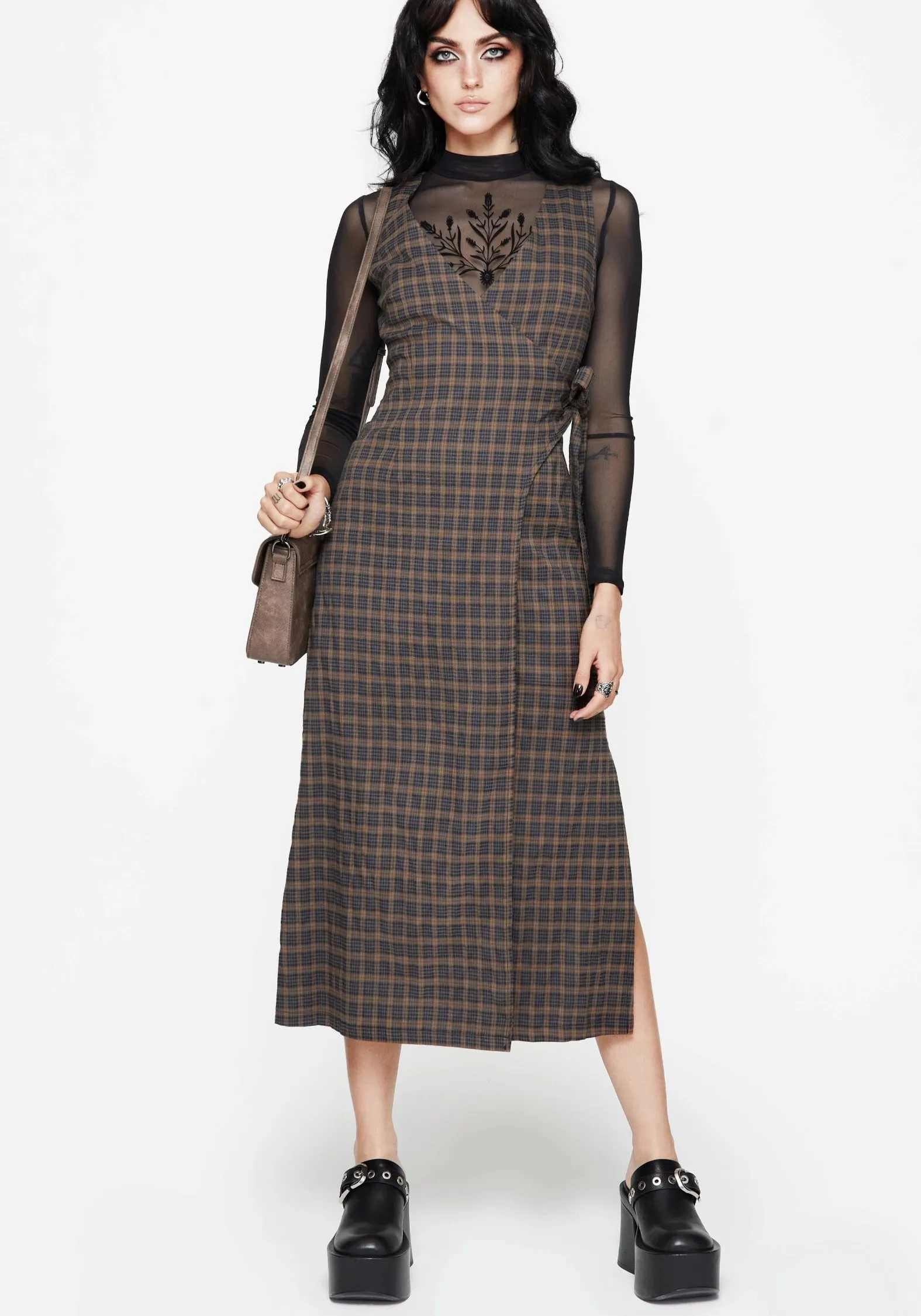 Coastal Chic Allure Check Sleeveless Midaxi Wrap Dress