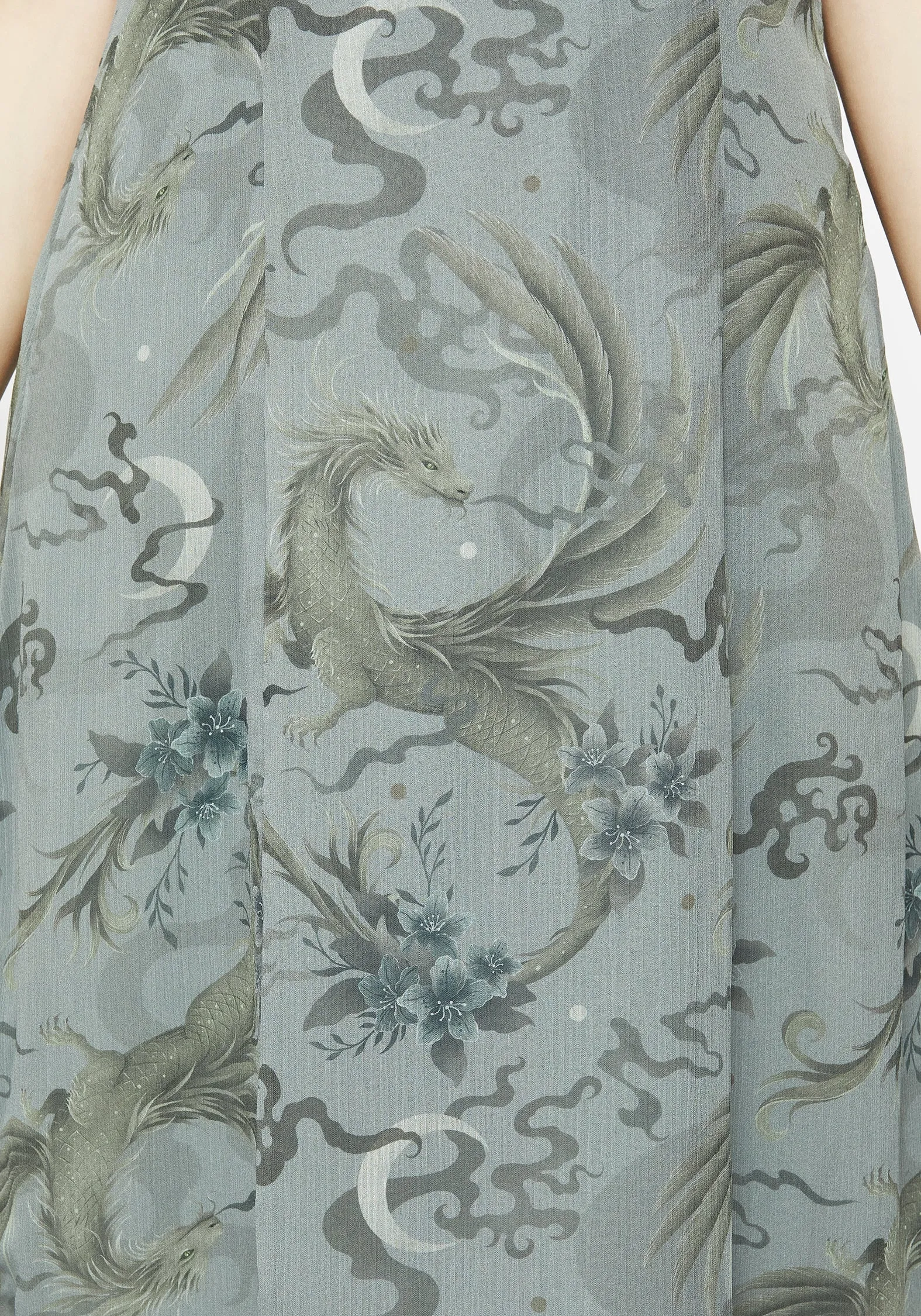 The simple yet stylish design of this maxi dress makes it an ideal choice for any occasion One shoulder Sapphira Dragon Print Chiffon Midaxi Slip Dress