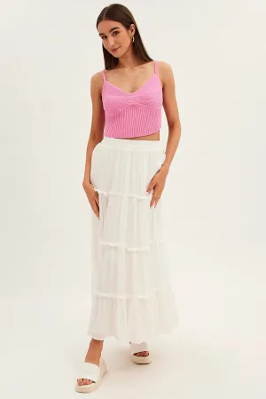Relaxed Vibes Outfit Diary White Maxi Skirt High Rise Tiered