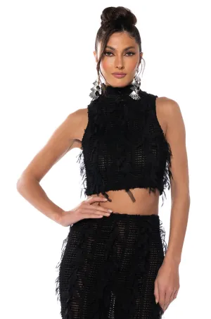 ITS A WRAP MACRAME MESH SLEEVELESS MOCK NECK TOP breath easy Powerful