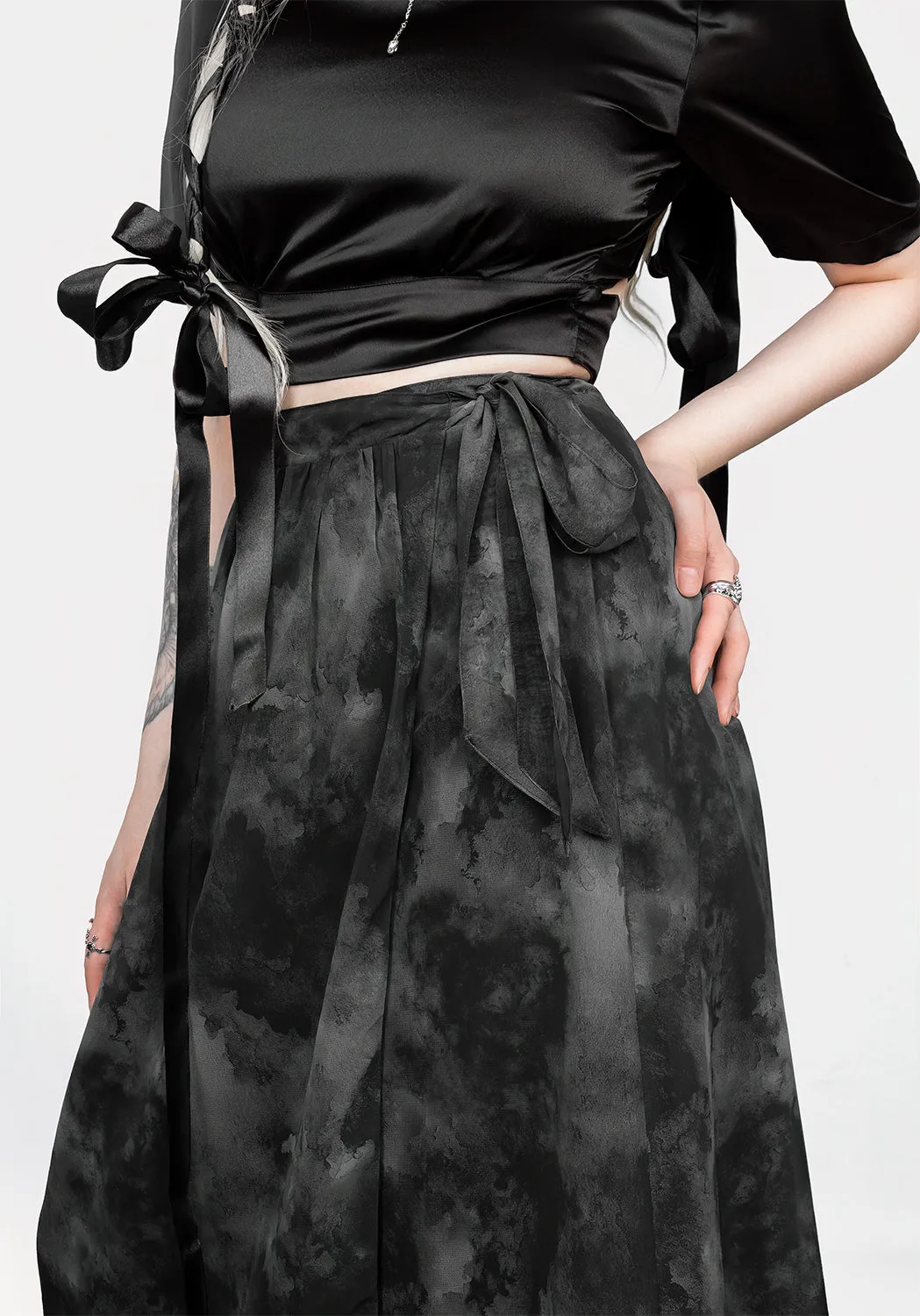 Tempest Tie Waist Midaxi Skirt Wrinkle Resistant Finish All Day Look