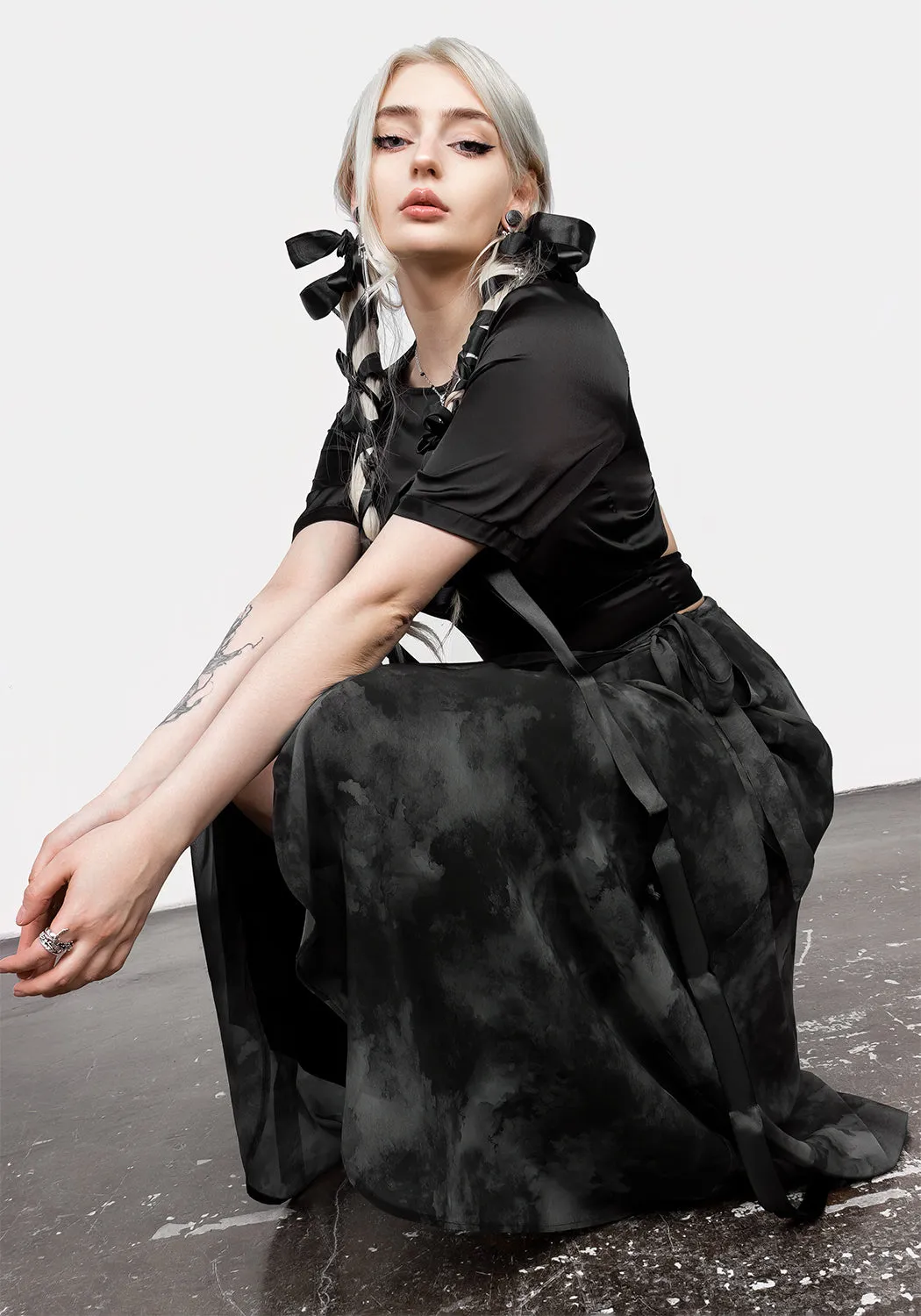 Tempest Tie Waist Midaxi Skirt Recycled Polyester Daily Essential