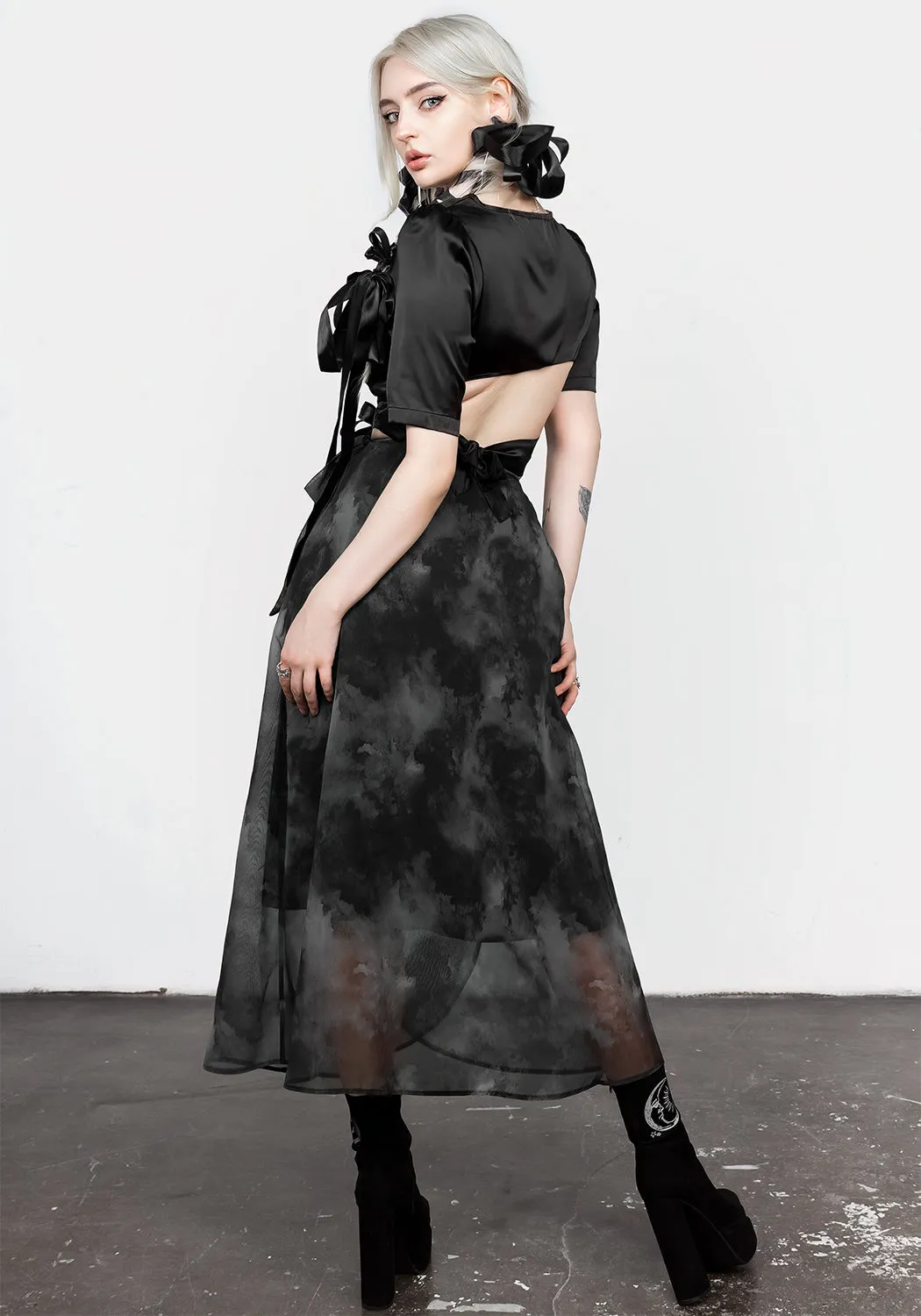 Tempest Tie Waist Midaxi Skirt smooth zipper Elegant Texture