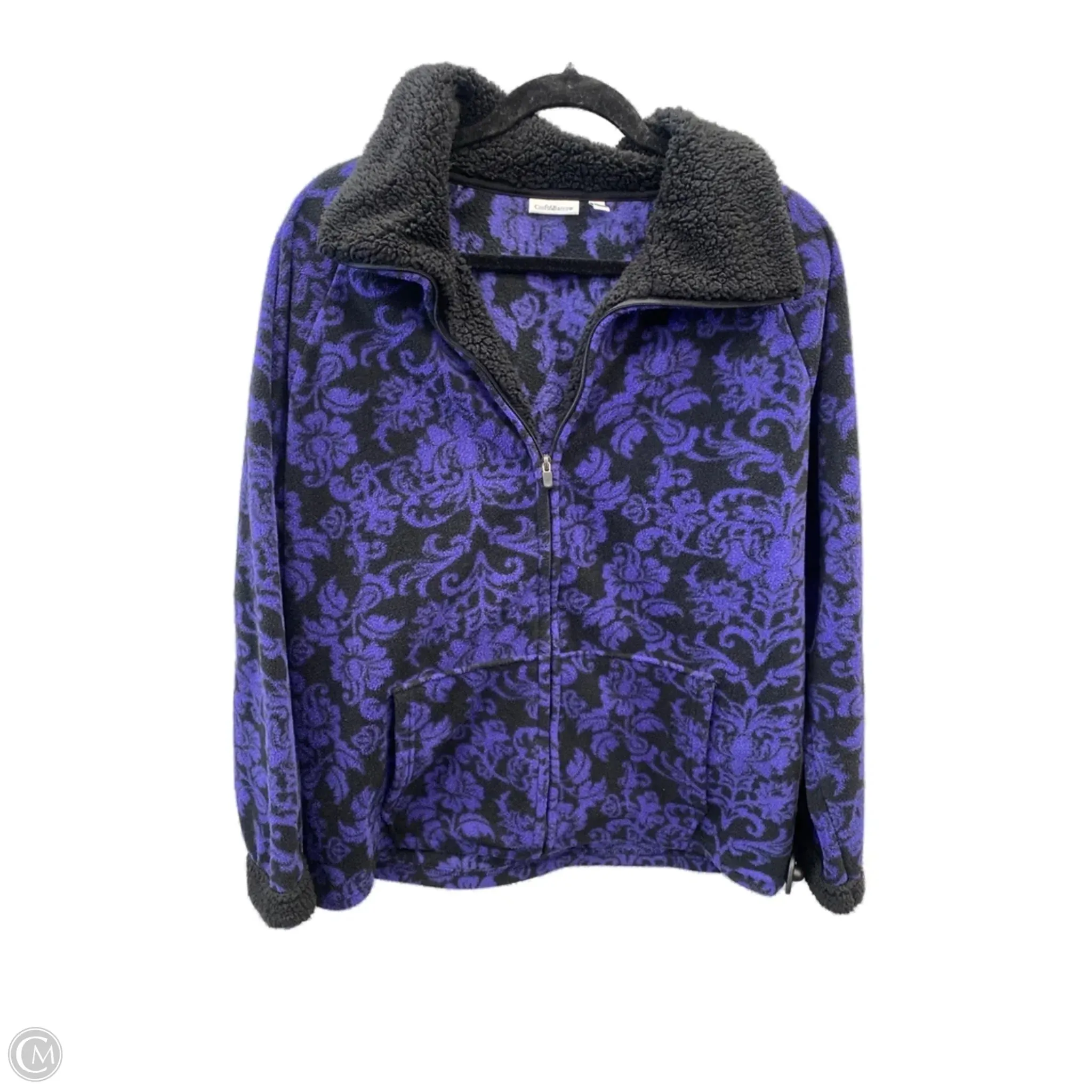 Stylish Jacket Sweatshirt Collar By Croft And Barrow In Purple, Size: Xl
