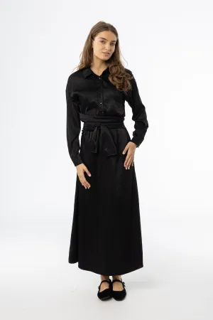 PressureRelief Seams AntiSnag Threading Black Tie Silk Dress
