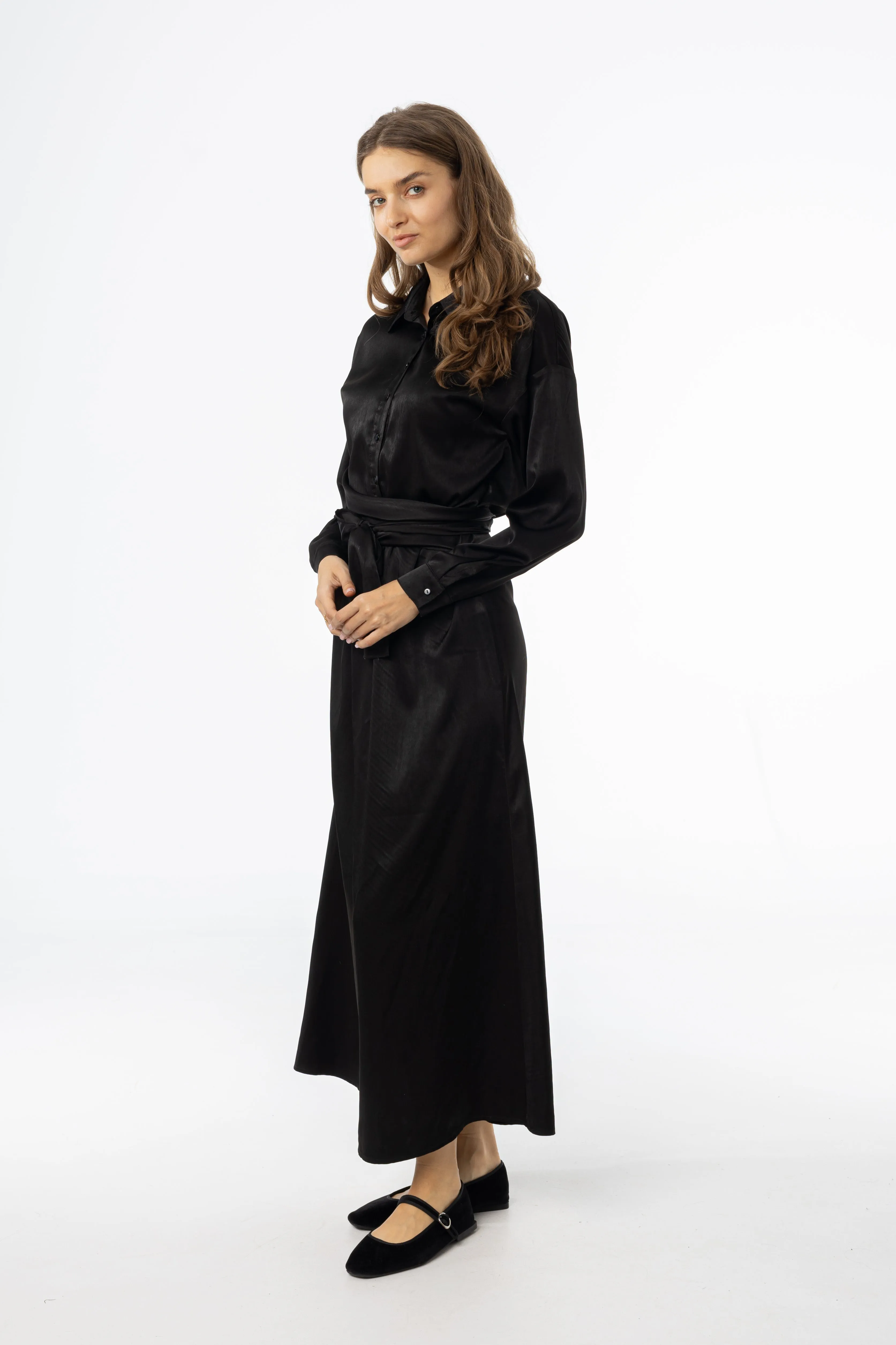 Training Fit Black Tie Silk Dress