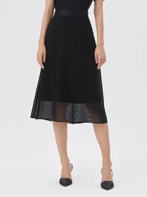 Elastic hemline Triacetate Mesh A-Line Skirt