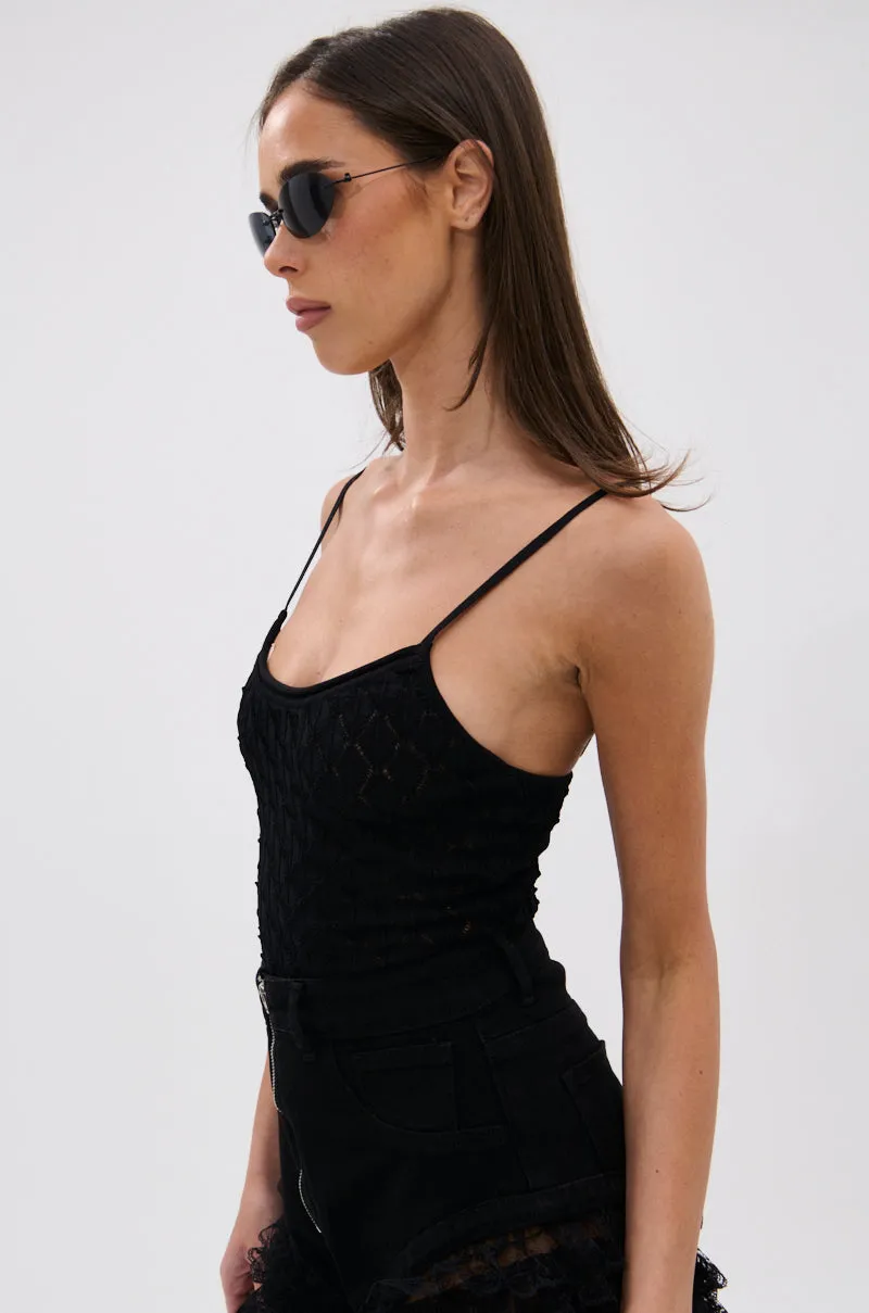 Ammunition - carrying SEE THROUGH THE LINE CROCHET BODYSUIT