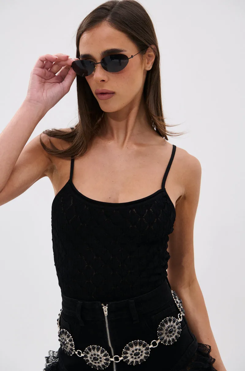 Smooth - operating Thermoregulating Material SEE THROUGH THE LINE CROCHET BODYSUIT