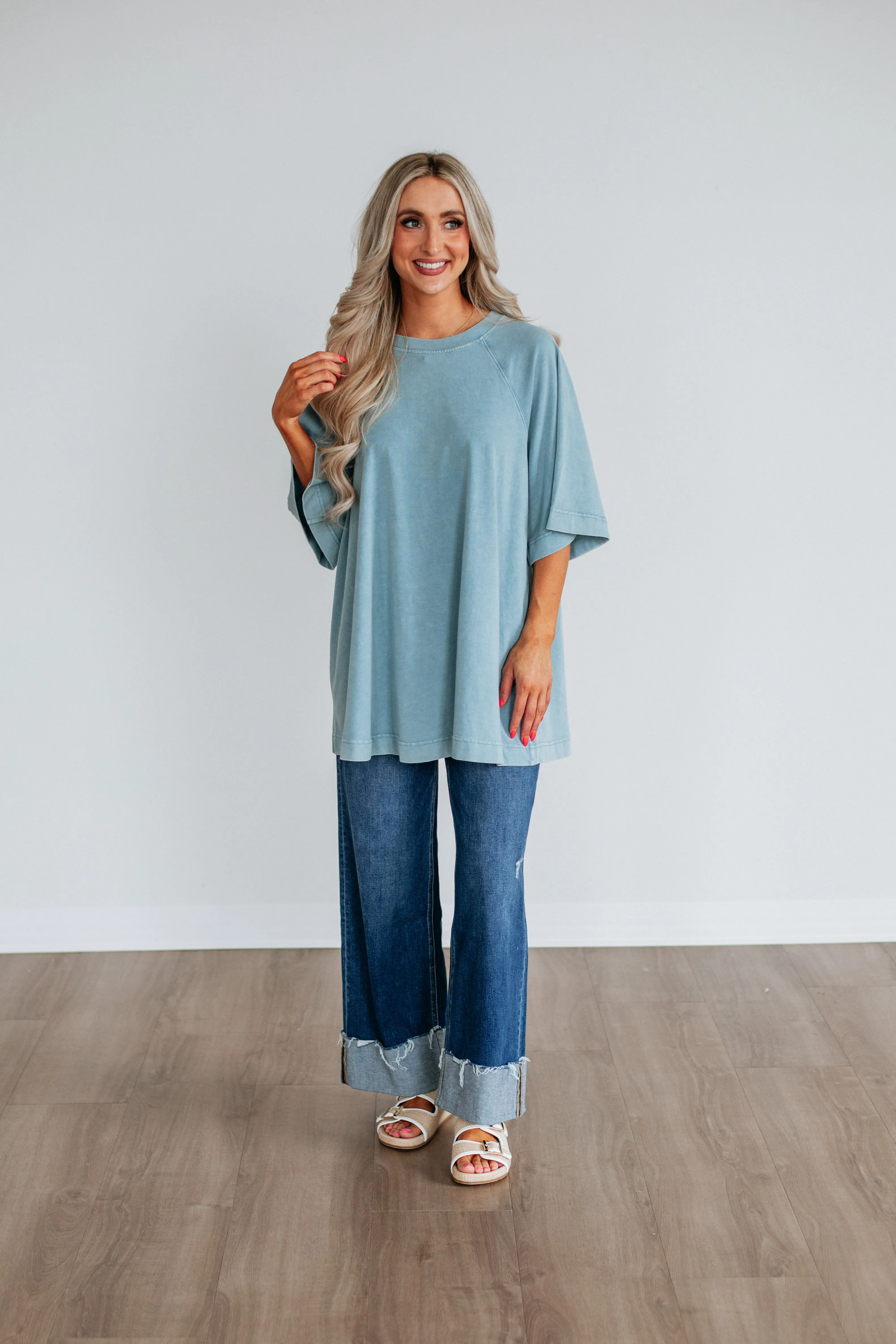 Skylen Oversized Tee - Dusty Coast RibbedNeckBanding