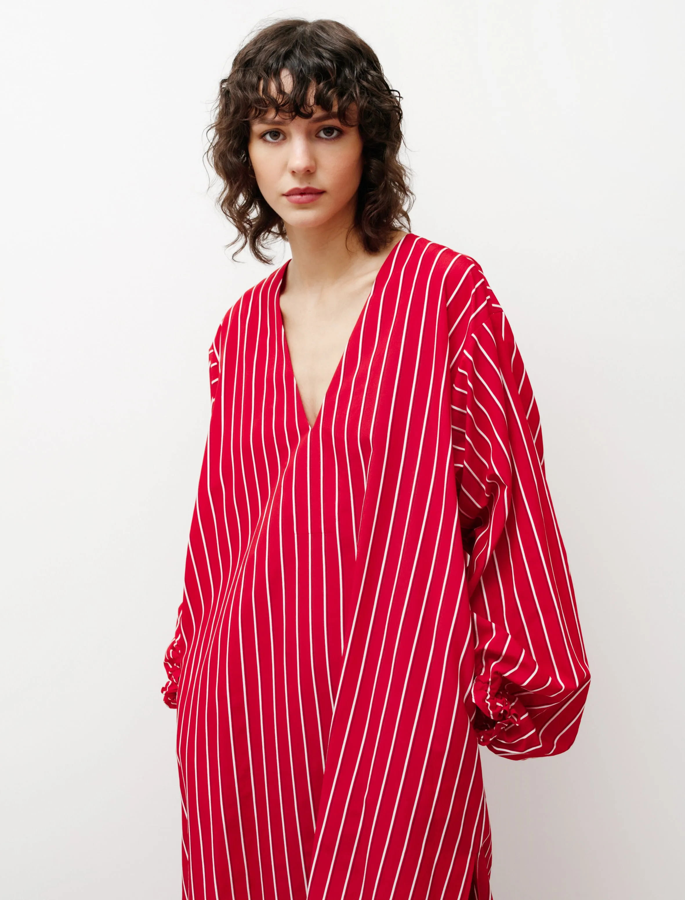 Caftan Dress Red/White NonBindingCollar