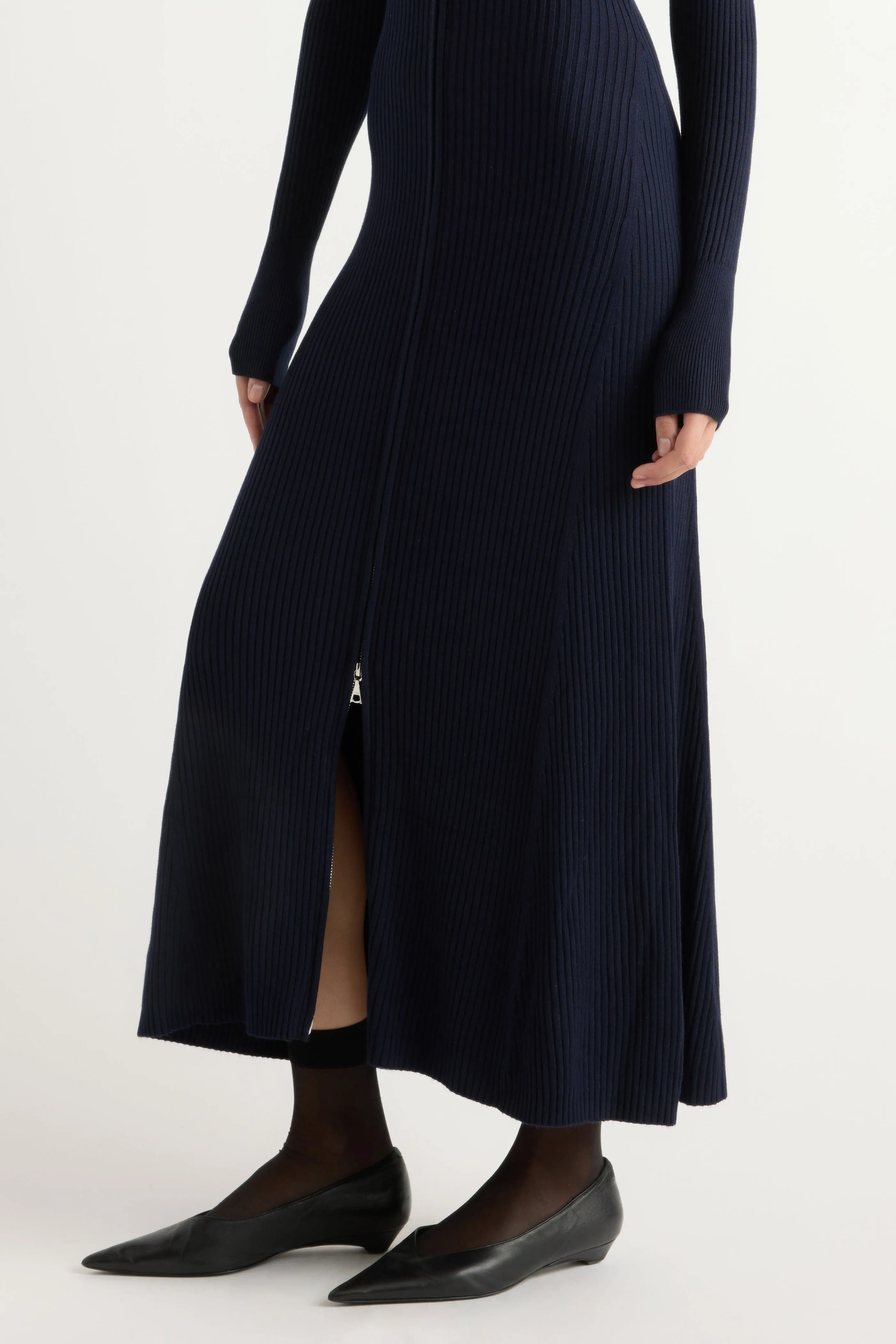 Neat Edge Essential Shirt Janne Ribbed Two-Way Zip Sweater Dress