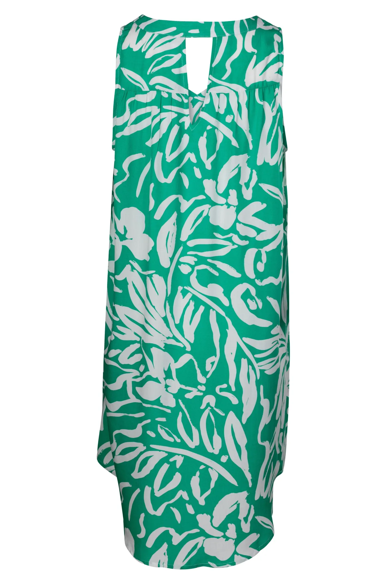 V neck Dress with keyhole back | Jade Ivory Leaf | 3351A1 Elastic cuffs Classic Look