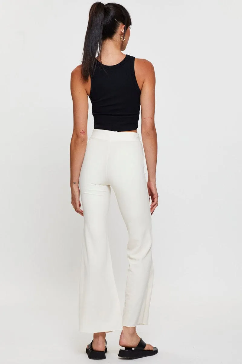 White Flare Pants High Rise Performance Gear