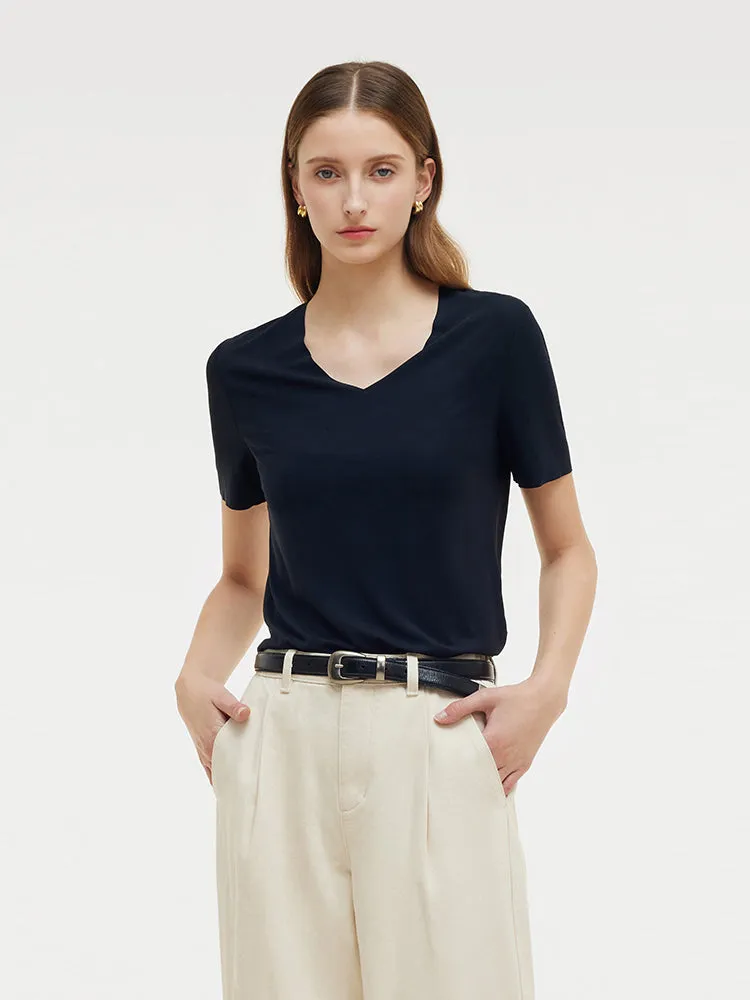Two-pack (Black & White) Modal V-Neck Unisex T-Shirt Essential Look