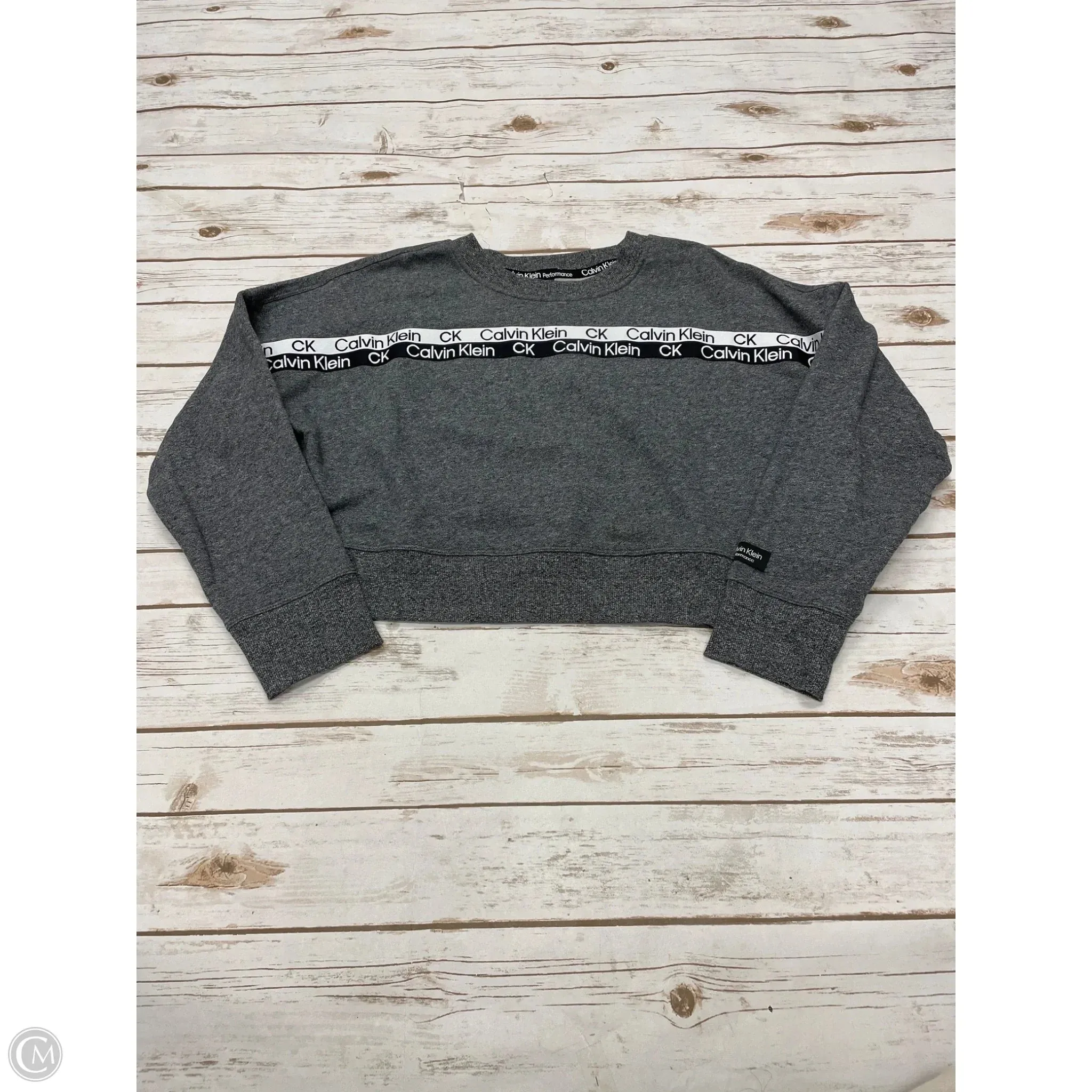 Sweatshirt Crewneck By Calvin Klein Performance In Grey, Size: M Windproof Outer Layer