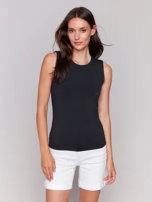 Minimalist Comfort baby shower Sleeveless Super Stretch Top - Black