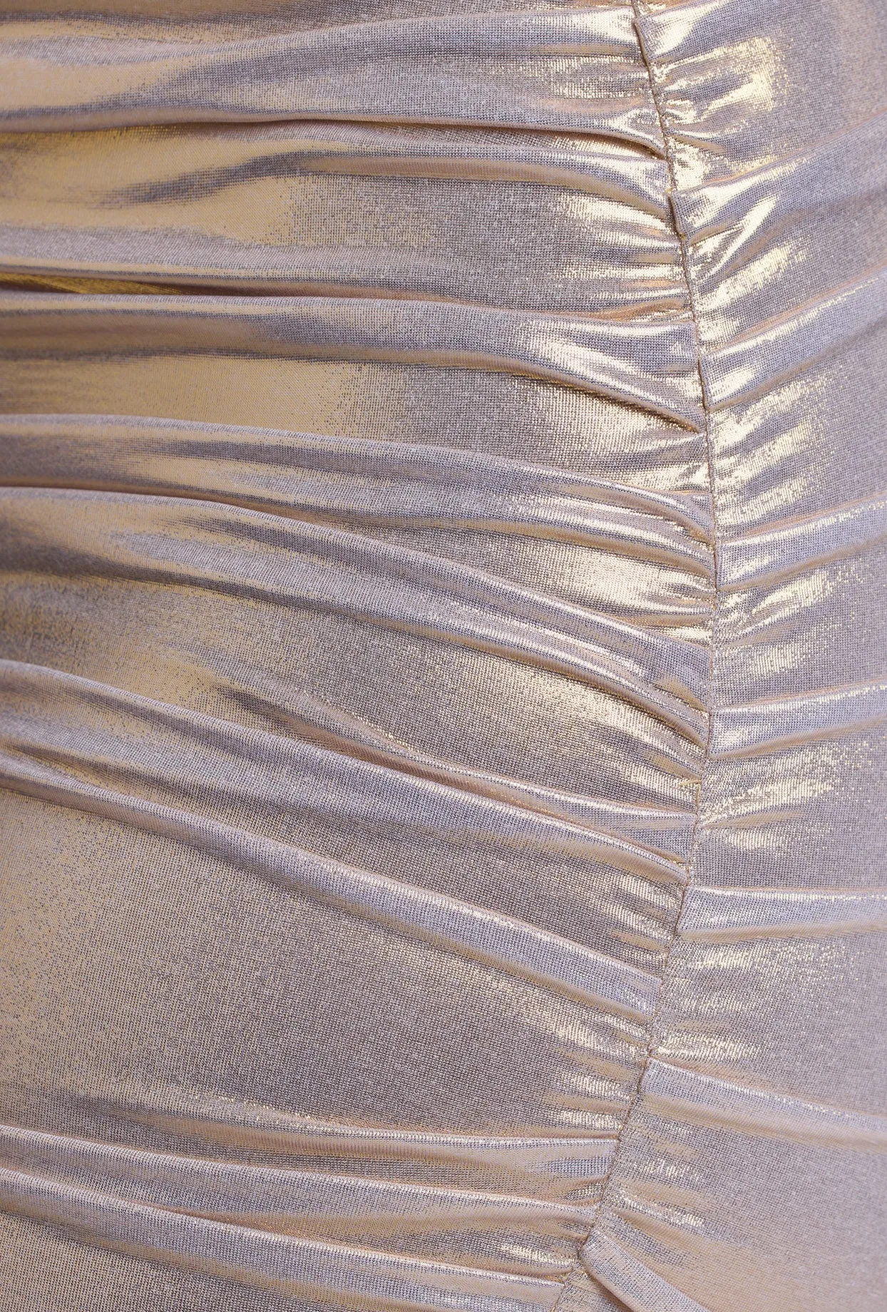 Long Sleeve Metallic Jersey Mini Dress in Light Gold High Light Comfortable work-to-play dress