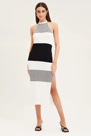 A-line midi dress Multi Halter Knit Midi Dress