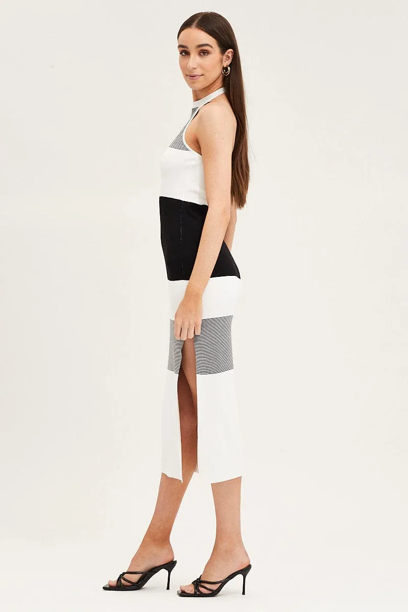 Multi Halter Knit Midi Dress Bohemian-inspired midi All-season midi