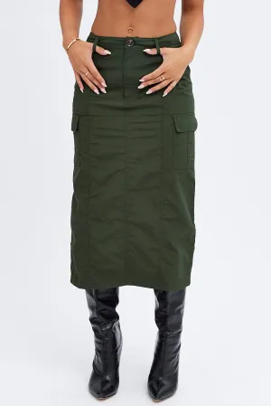 Green Cargo Skirt High Rise Key Feature