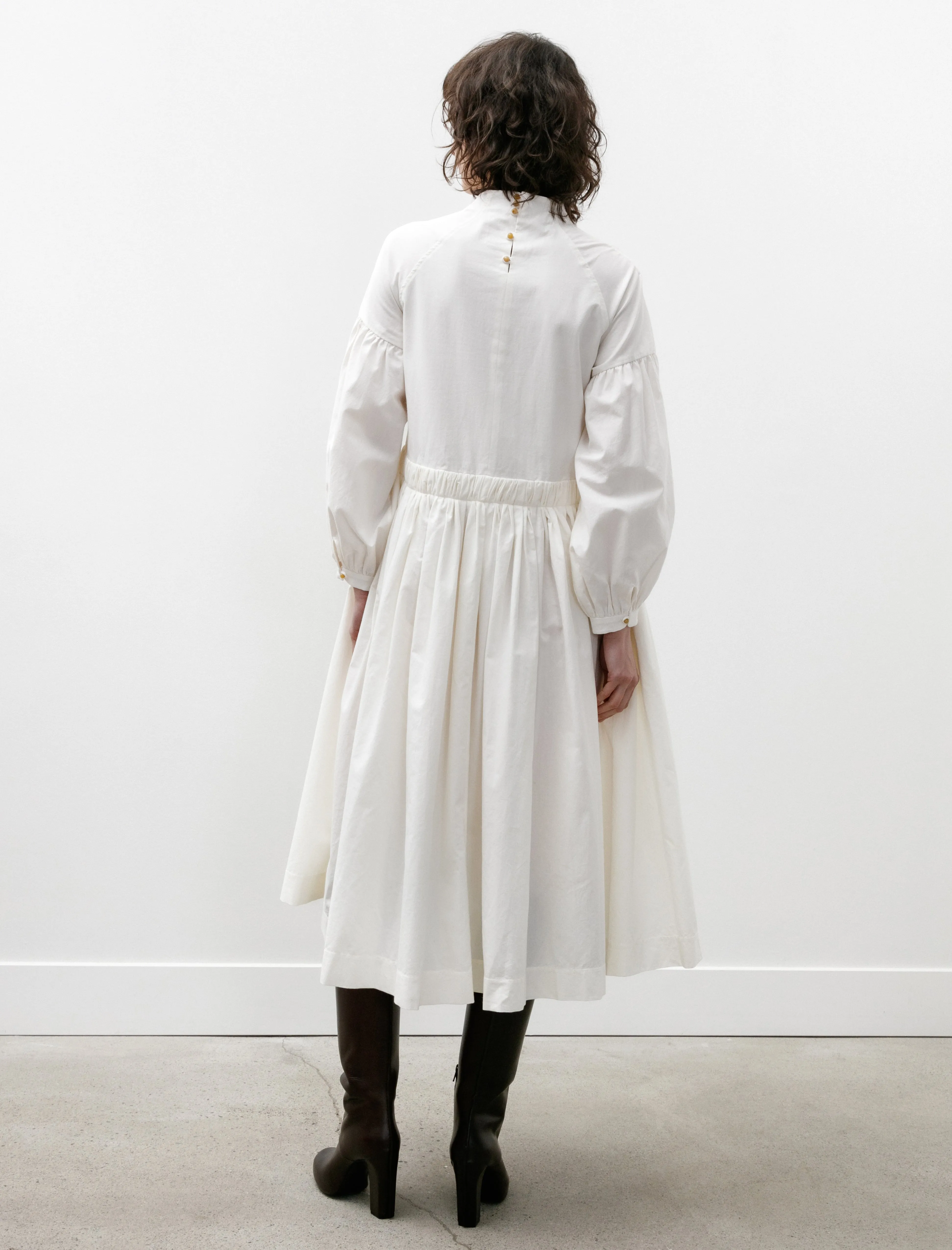 AbrasionResistantClothing Raglan LS Gathered Dress Off White