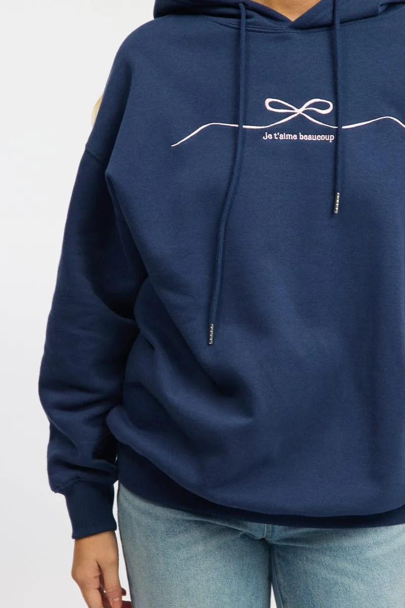 Blue Graphic Hoodie Active Fit Soft Hoodie