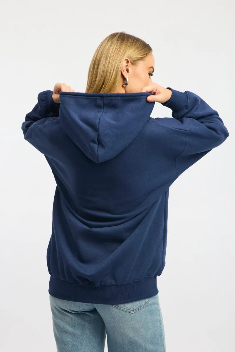 Weekend Active Everyday Style Blue Graphic Hoodie