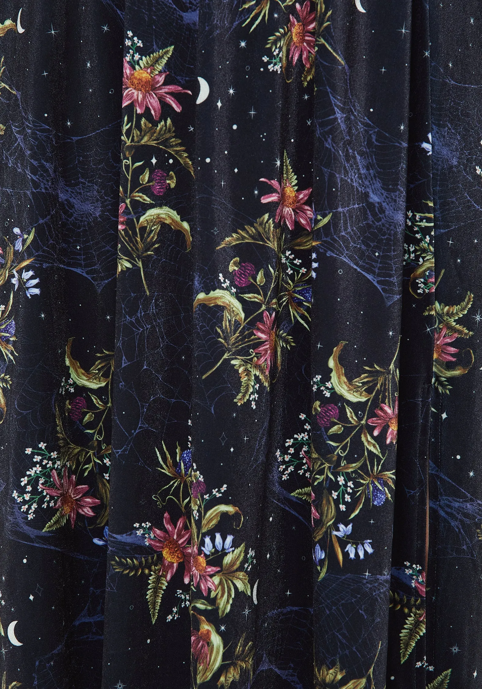 Cleome Floral Spiderweb Velour Midi Skirt Outfit Details Fashion Detail