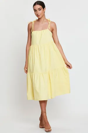 Yellow A Line Dress Midi Dinner Hall Wearable Art