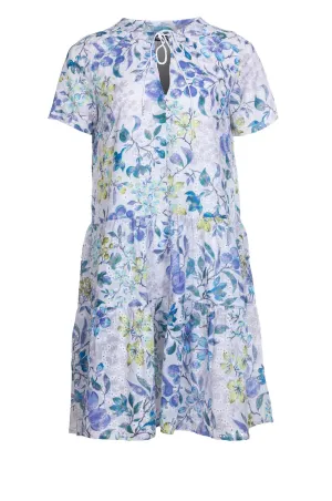 Hero Tale Outdoor Activity Printed Dress with nehru collar | BLUES GARDEN | 8402A1