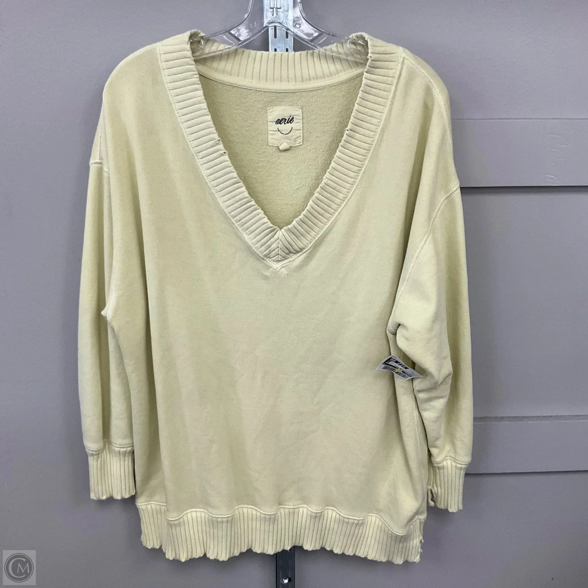 HighVisibility Trim Sweatshirt Crewneck By Aerie In Yellow Size: Xs