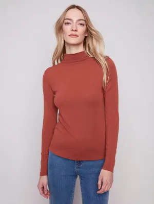 Long Sleeve Mock Neck Top - Sepia Travel convenience