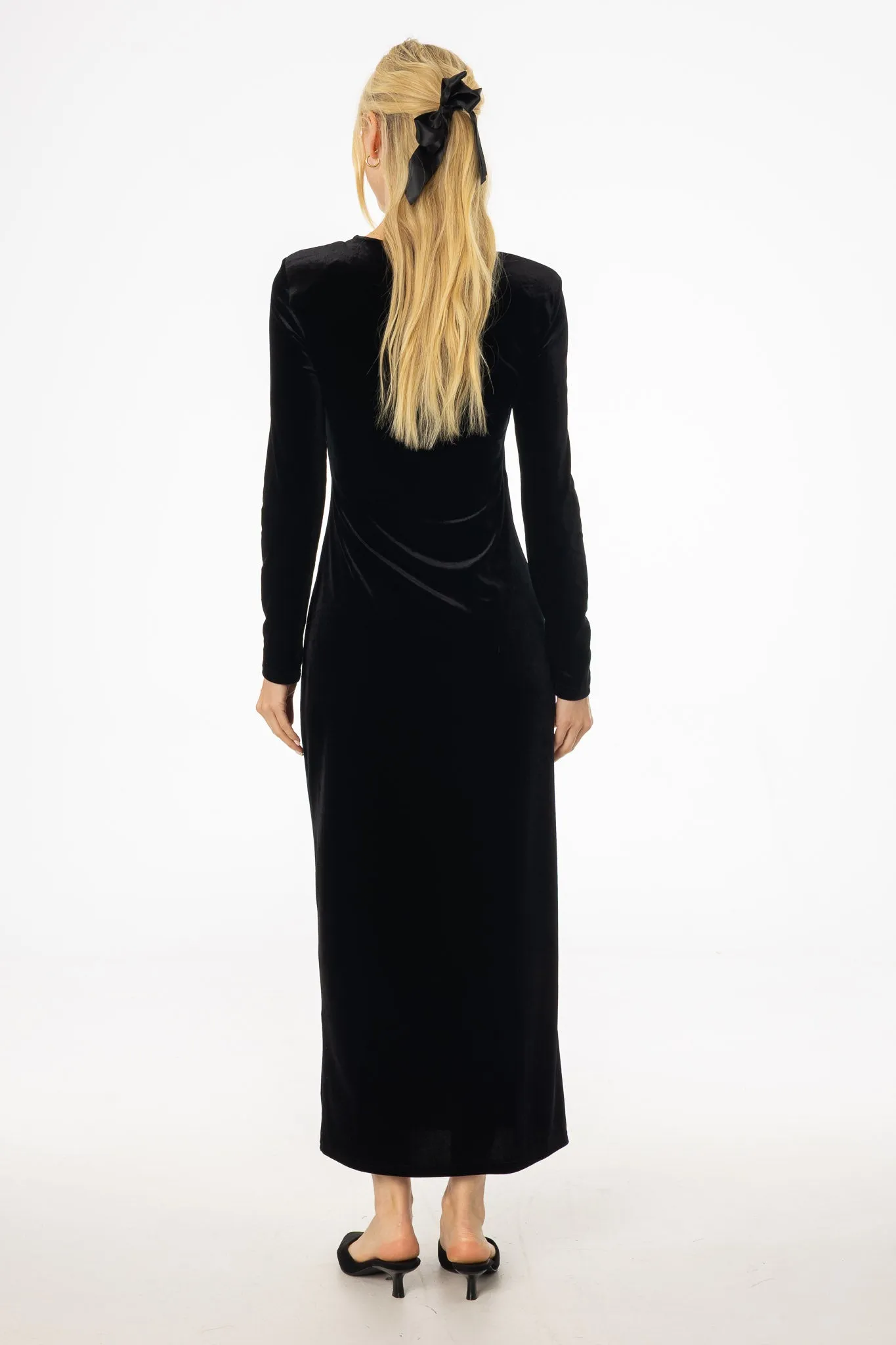 Black Twist Velour Maxi Dress Tulle Soul Comfortable clothing