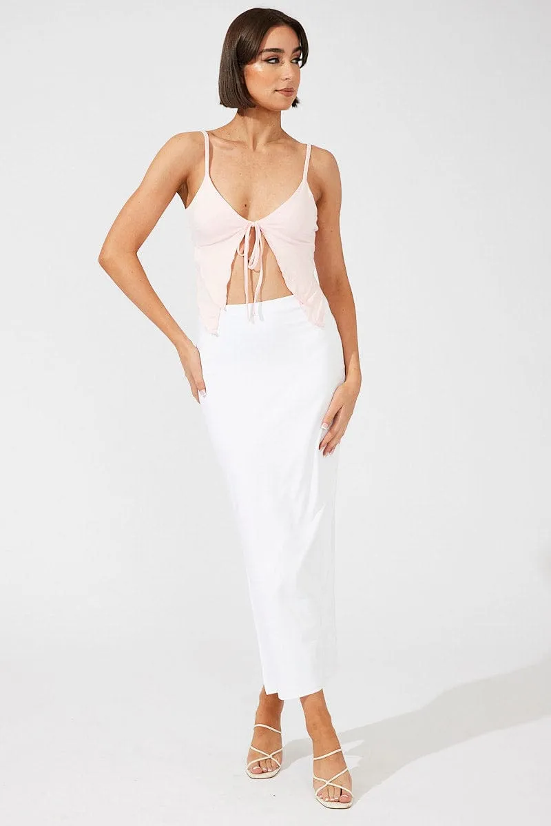 Weekend Outfit White Supersoft Maxi Skirt Side Split