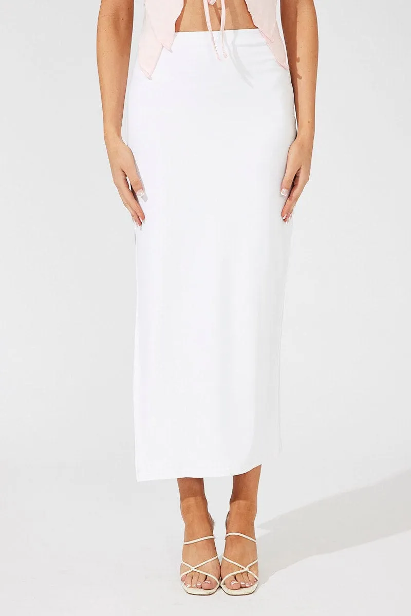 flowy silhouette White Supersoft Maxi Skirt Side Split
