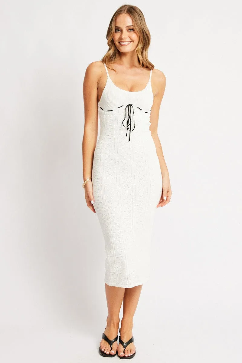 White Knit Dress Singlet Midi Stylish dress for garden party